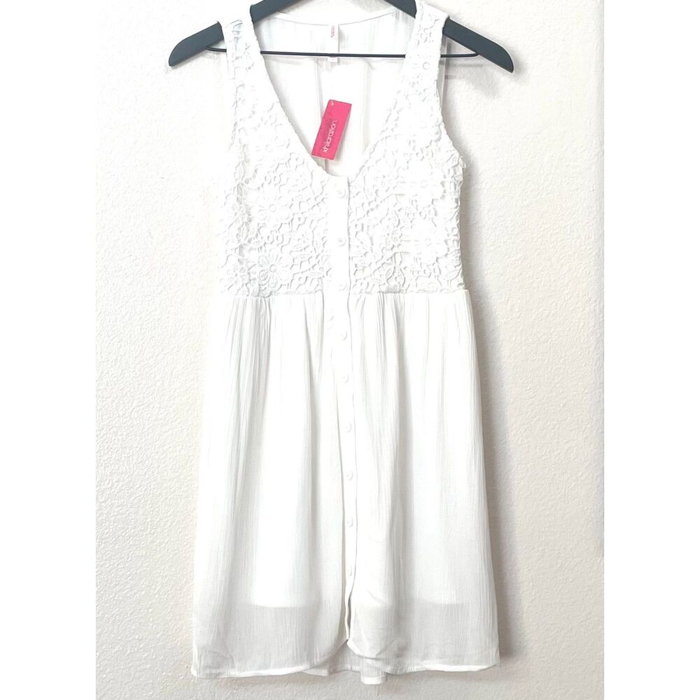 Xhilaration Fit and Flare White Crochet Lace Bodice Dress Size X-Small